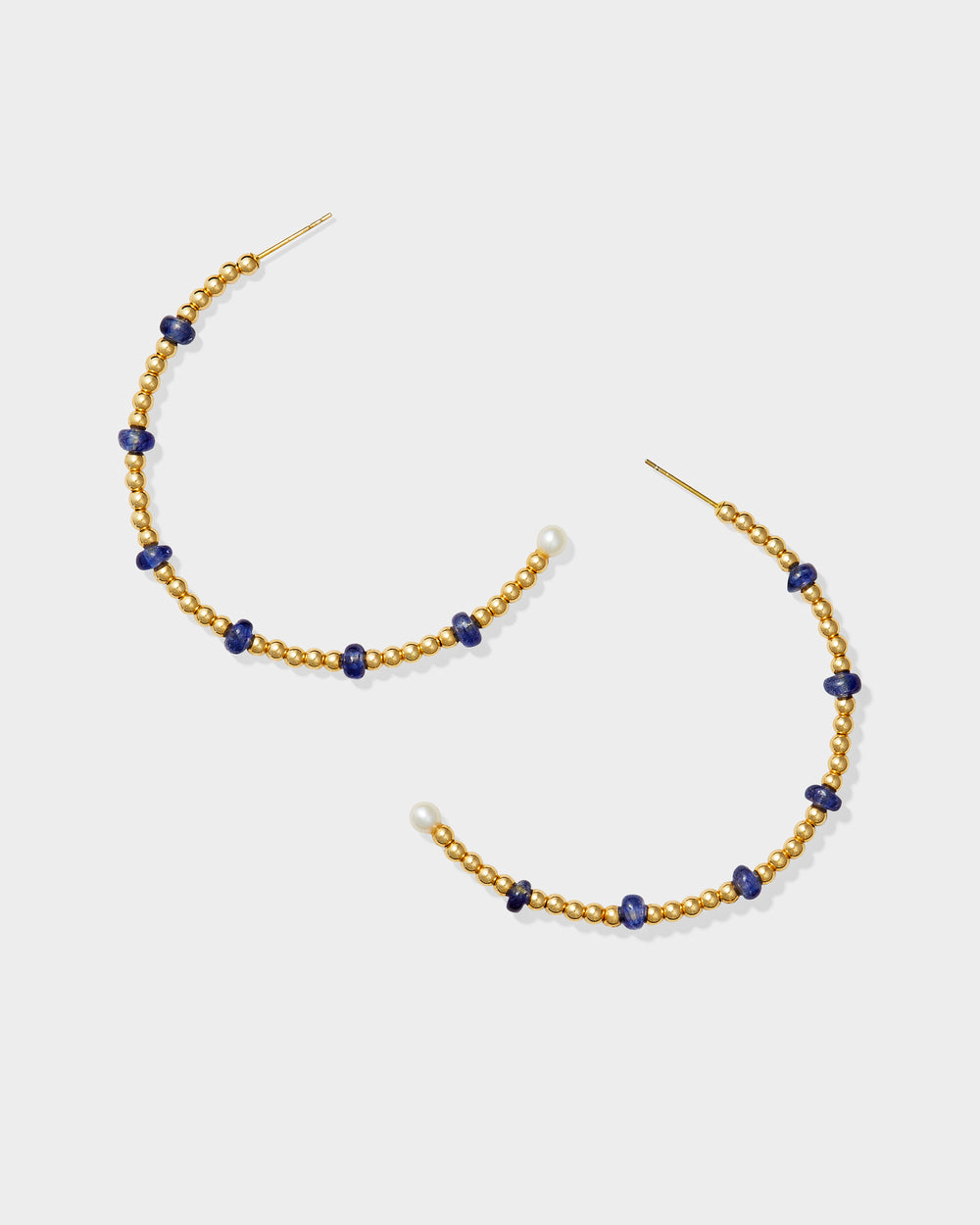 Flora Sapphire Pearl Bead Hoops